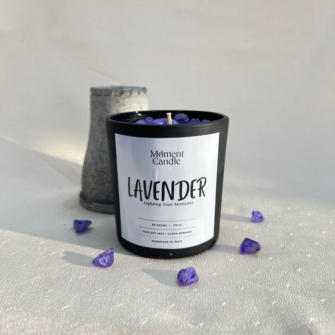 Lavender Scented Jar Candle With Stone
