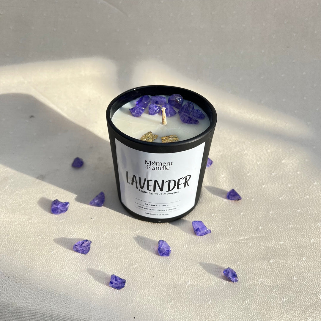 Lavender Scented Jar Candle With Stone