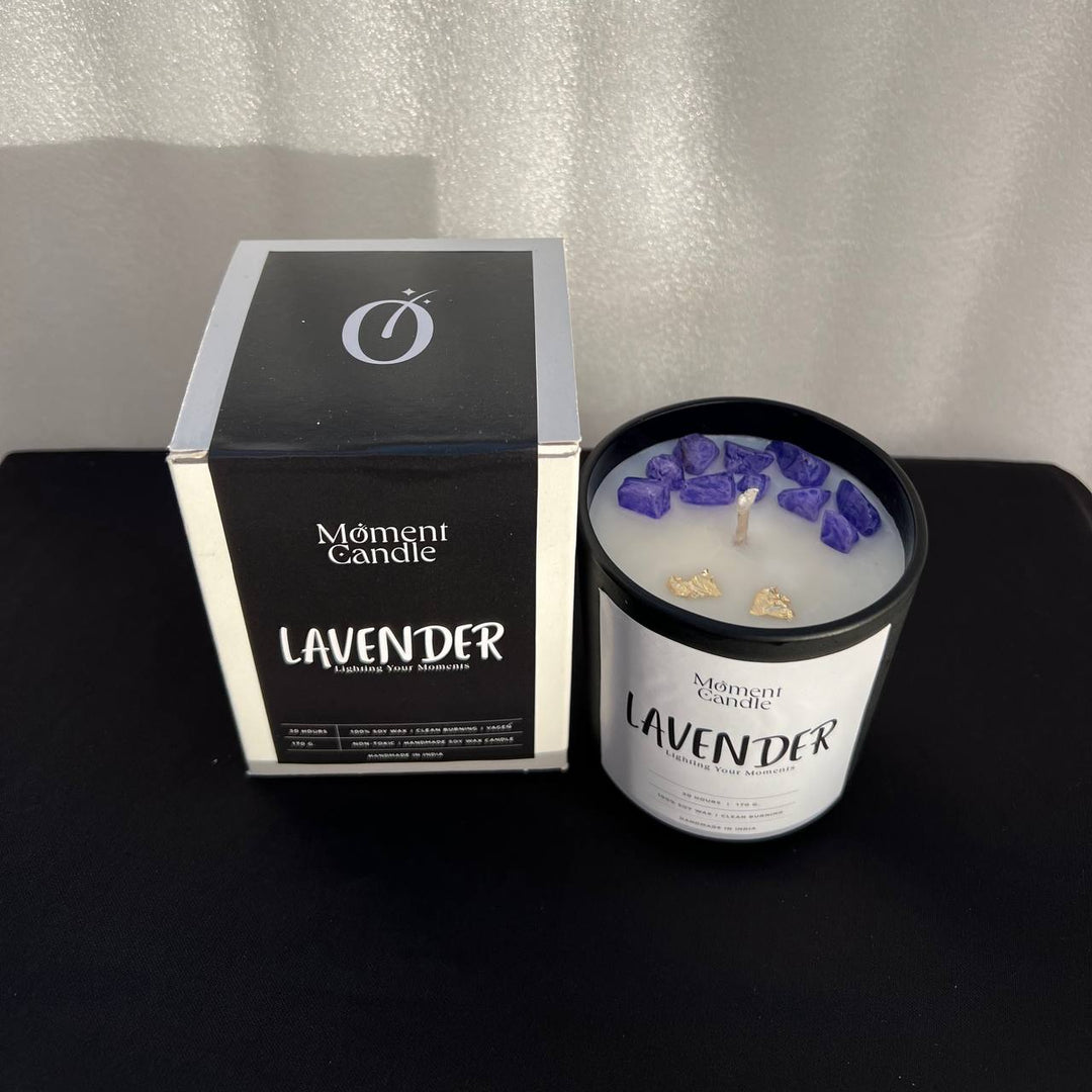 Lavender Scented Jar Candle With Stone