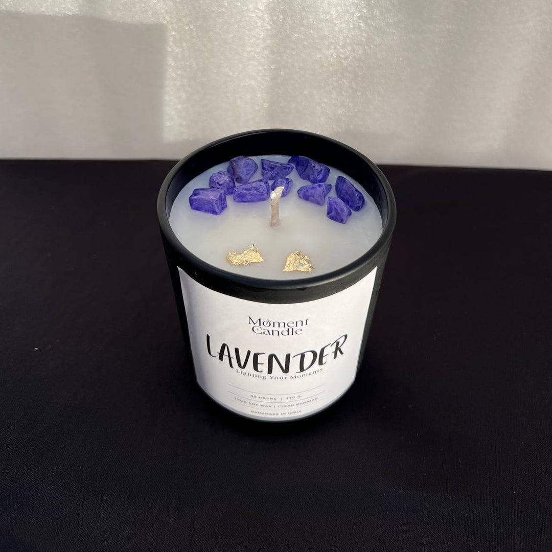 Lavender Scented Jar Candle With Stone