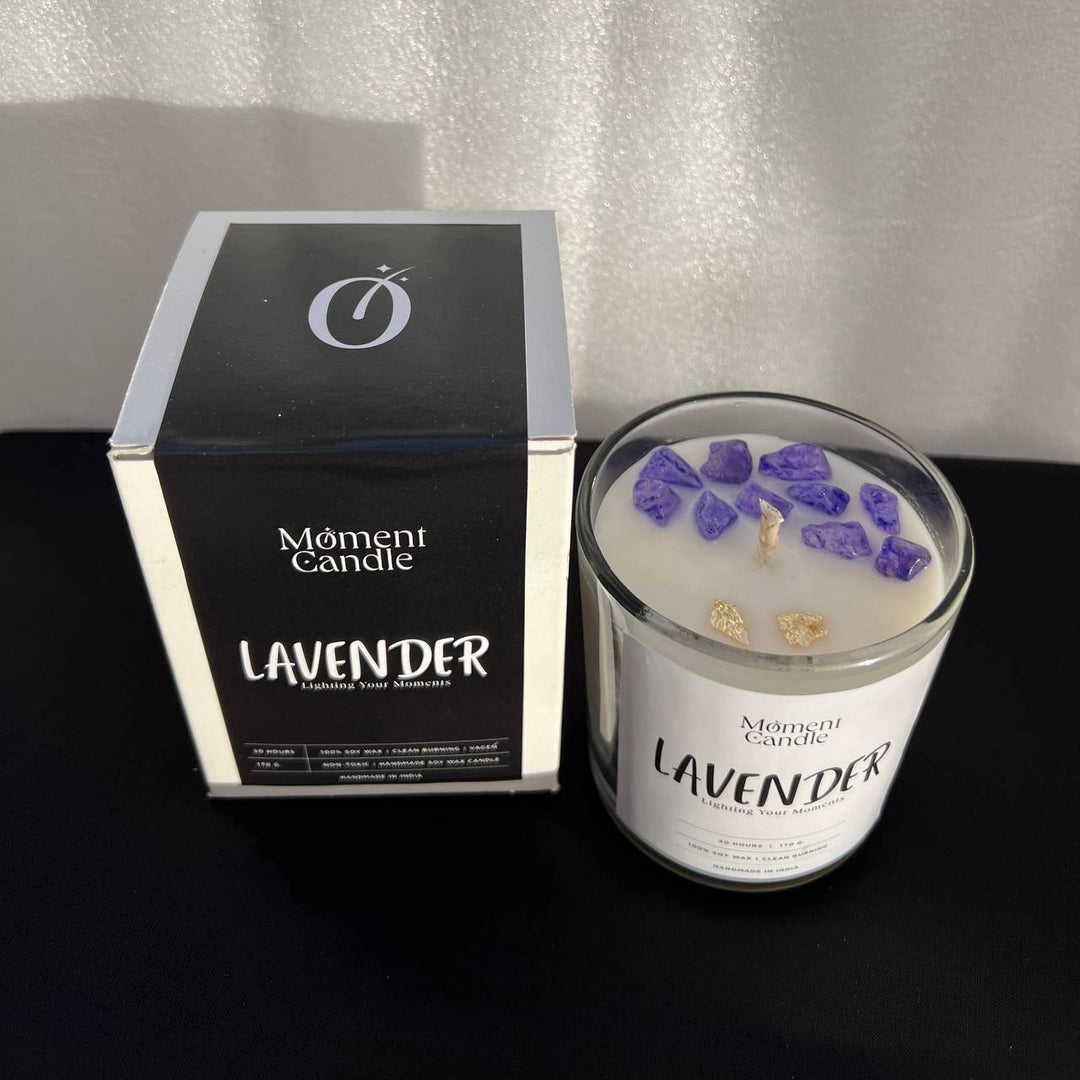 Lavender Scented Jar Candle With Stone