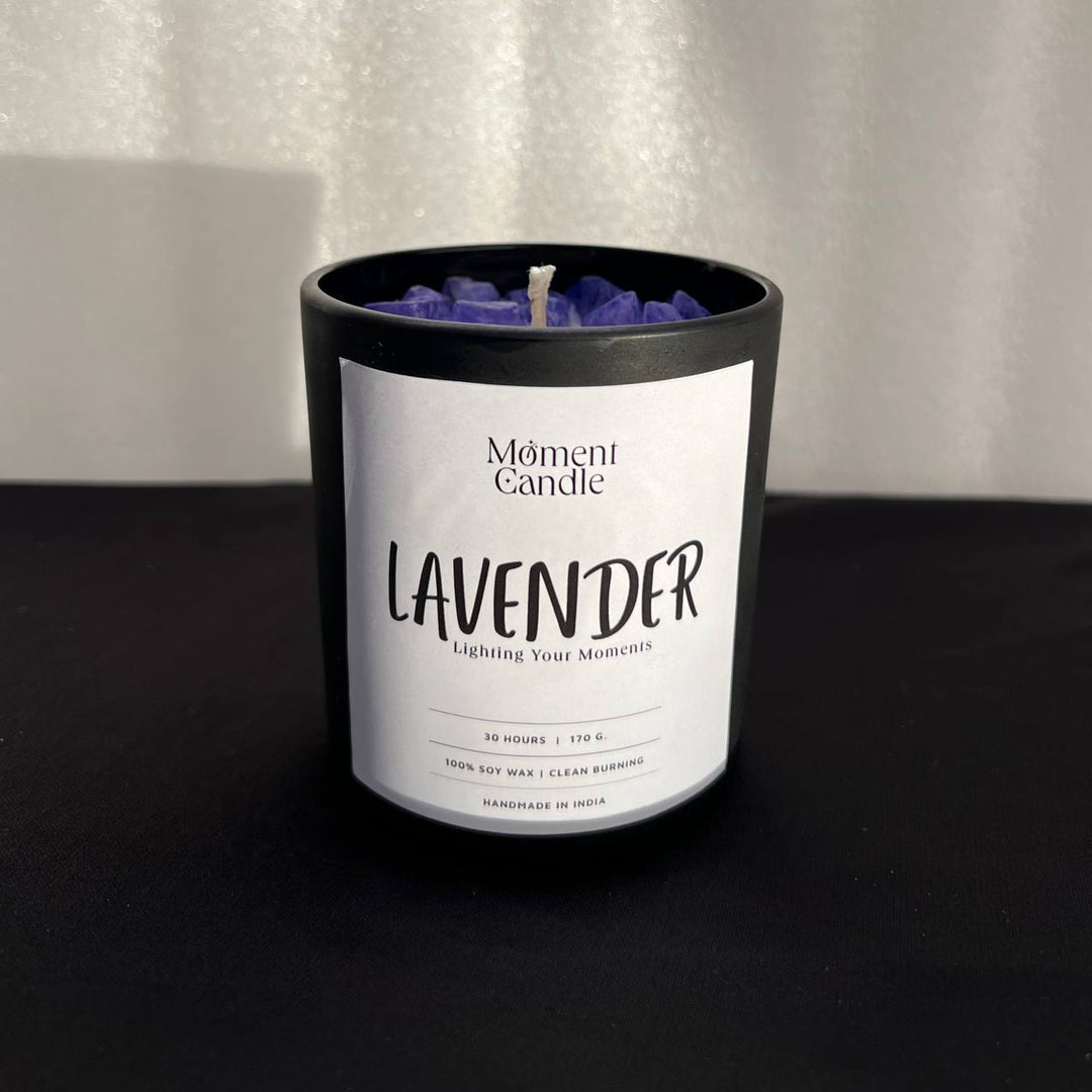 Lavender Scented Jar Candle With Stone