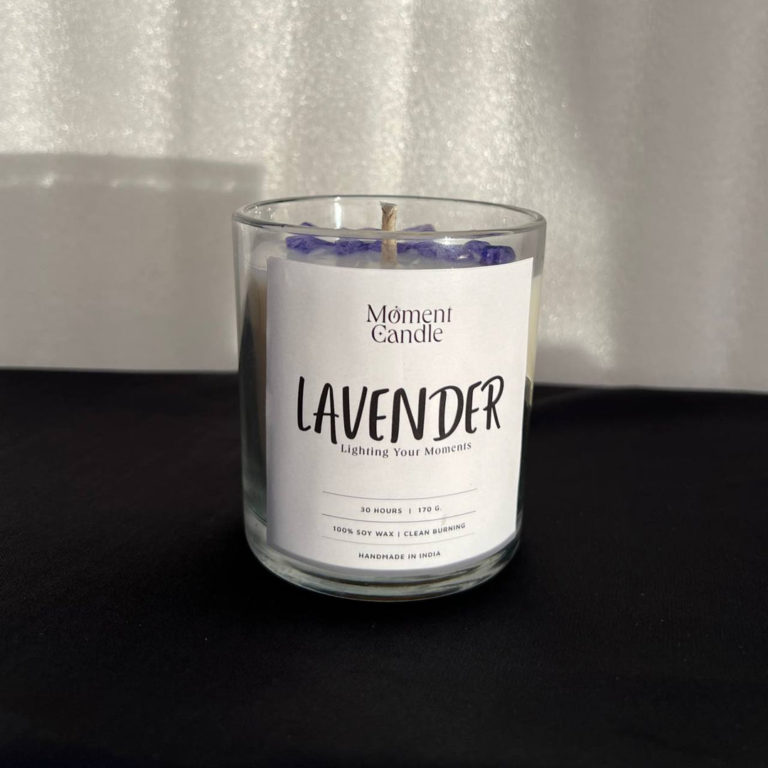 Lavender Scented Jar Candle With Stone