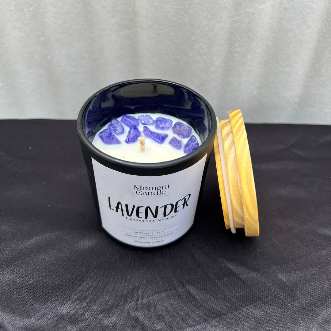 Lavender Scented Jar Candle With Stone